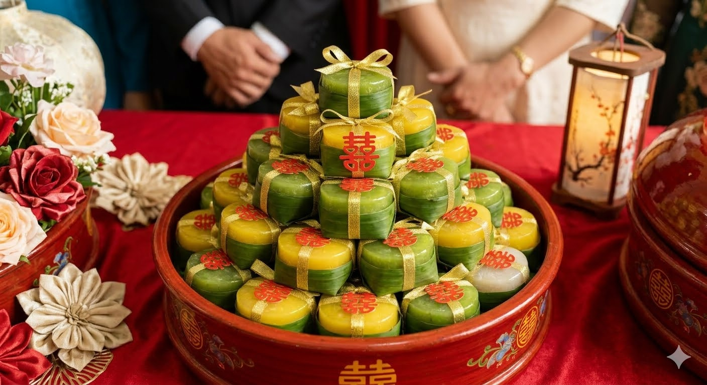 Mâm bánh phu thê trong lễ ăn hỏi